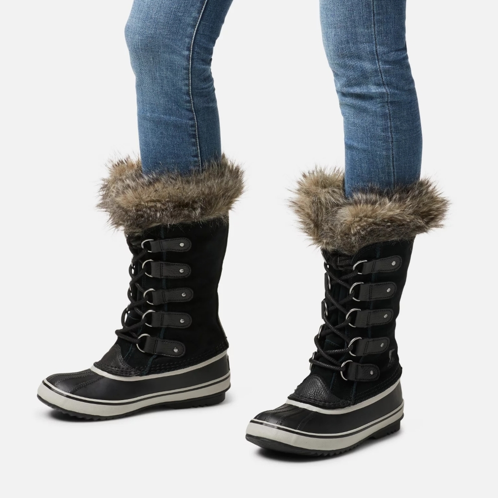 Sorel Joan of Arctic Women's Winter Faux Fur Boot Black/Quarry Size 8.5 LIKE NEW